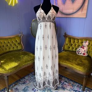 Vintage Y2k Scarlett Boho Goddess Fairycore Halter Maxi Dress Size 12